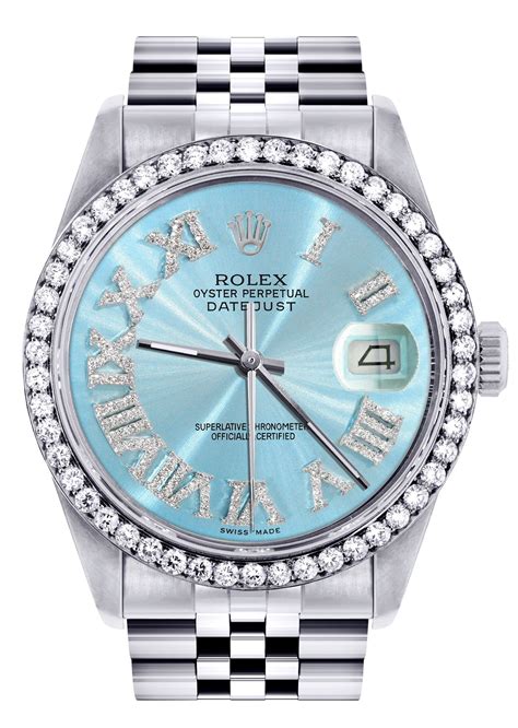 rolex watch with light blue face|rolex light blue dial.